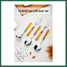 Vintessy Vıntessy 5 Parça Platin Servis Seti & Servis Sunum Seti Amber ( Kepçe / Kevgir / Sıpatula / Çatal / Kaşık ) BZS01