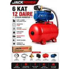 Jack Power 1.5 Hp 50 Lt Hidrofor JET150 Otomatik Su Pompası Bakır Sargı 6 Kat 12 Daire Apartman Villa Hidrofor