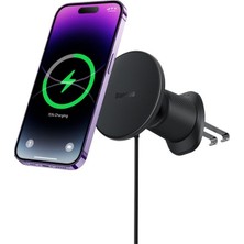 Baseus CW01 15W Magsafe Uyumlu Manyetik Kablosuz Hızlı Şarjlı Araç Içi Telefon Tutucu - Siyah