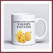 Storeşahin Kahrolsun Pilates Yaşasın Patates Komik Tasarım Kupa Model 229 Eğlenceli Baskılı Seramik Kahve Kupası SHN0720