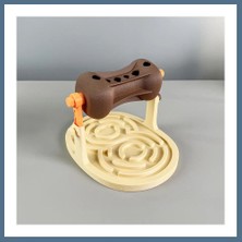Bezos 3D Baskı Labirentli Köpek ve Kedi Zeka Oyuncağı Dönen Ödül Silindirli Yavaş Yeme Aktivite - Kahverengi Krem Bbz