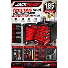 Jack Power Xl Trend Izeltaş Seri 5 Çekmeceli Içi Dolu 185 Parça Full Set Alet Dolabı Atölye Usta Takım Arabası