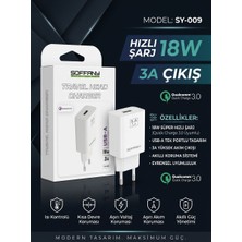 Soffany SY-009 18W Qualcomm 3.0 Hızlı Şarj Adaptörü (3A Çıkış) - Lisinya - 987455-RST-OZD