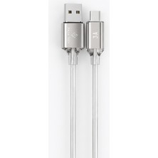 Pada Tech Usb-A To Type-C 3A Hızlı Şarj ve Data Kablosu – Şeffaf Örgülü Çinko Alaşım Başlıklı Car Play Uyumlu Kablo