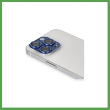 Bezos iPhone 13 Pro Max Uyumlu Pers Alüminyum Kamera Lens - Lacivert Mgc