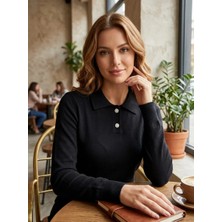Taş Detaylı Triko Siyah - Standart Beden