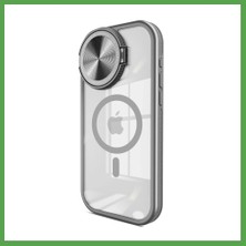 Bezos iPhone 15 Pro Uyumlu Kılıf Teleskop Lens Magsafe Silikon Kapak - Titan Gri Mgc