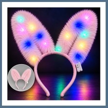 Bezos 3 Modlu LED Işıklı Peluş Tavşan Kulağı Pembe Renk Bbz