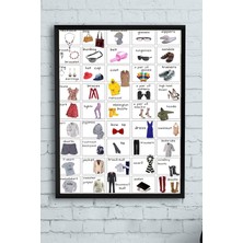 Postermanya (PSTER11320) Ingilizce Kıyafetler Eğitim Çerçeveli Tablo (50X70CM)