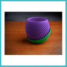 Defne Store 3D Baskı Küre Saksı - Kafes Dokulu Iki Parçalı Dekoratif Saksı - Mor-Yeşil Dfnbez