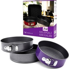 Gazelle Enfa RA-027 Kek Kalıp Seti 24-26-28CM 3 Boy Metal Yuvarlak Kelepçeli