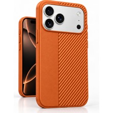 CoverZone iPhone 17 Pro Max ile Uyumlu Ridgeguard Çift Dokulu Silikon Kılıf, Kaymayı Azaltan Çizgili Mat Yüzey, Yükseltilmiş Kamera Koruma, Ince Hafif Profil, Çizilme ve Hafif Darbe Koruması Turuncu