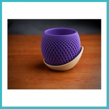 Defne Store 3D Baskı Küre Saksı - Kafes Dokulu Iki Parçalı Dekoratif Saksı - Mor-Bej Dfnbez