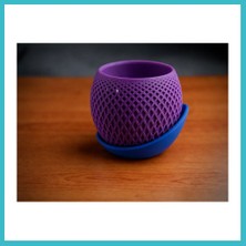 Defne Store 3D Baskı Küre Saksı - Kafes Dokulu Iki Parçalı Dekoratif Saksı - Mor-Mavi Dfnbez