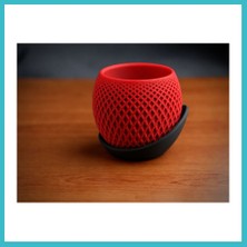 Defne Store 3D Baskı Küre Saksı - Kafes Dokulu Iki Parçalı Dekoratif Saksı - Kırmızı-Siyah Dfnbez