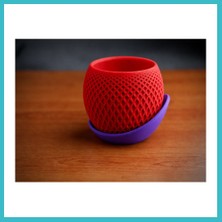 Defne Store 3D Baskı Küre Saksı - Kafes Dokulu Iki Parçalı Dekoratif Saksı - Kırmızı-Mor Dfnbez