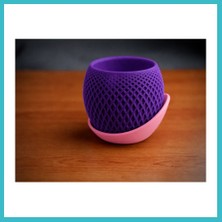 Defne Store 3D Baskı Küre Saksı - Kafes Dokulu Iki Parçalı Dekoratif Saksı - Mor-Pembe Dfnbez