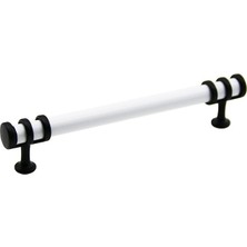 KRT İBİCO-942 Boru Çekmece Kulp 12.8cm Kulp Beyaz Yüzük Siyah - 10'li Paket