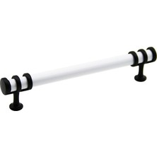 KRT İBİCO-950 Boru Çekmece Kulp 16CM Kulp Beyaz Yüzük Siyah - 10'li Paket
