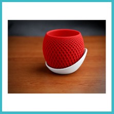 Defne Store 3D Baskı Küre Saksı - Kafes Dokulu Iki Parçalı Dekoratif Saksı - Kırmızı-Beyaz Dfnbez