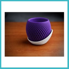 Defne Store 3D Baskı Küre Saksı - Kafes Dokulu Iki Parçalı Dekoratif Saksı - Mor-Beyaz Dfnbez