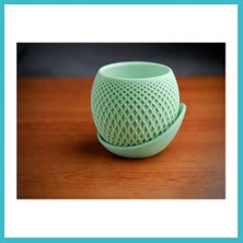 Defne Store 3D Baskı Küre Saksı - Kafes Dokulu Iki Parçalı Dekoratif Saksı - Mint-Mint Dfnbez