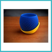 Defne Store 3D Baskı Küre Saksı - Kafes Dokulu Iki Parçalı Dekoratif Saksı - Mavi-Sarı Dfnbez