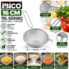 İbico Ibico İ22-300 Tel Süzgeç 16CM Sap: 15CM 2 Kulaklı Metal Saplı - 12'li Paket