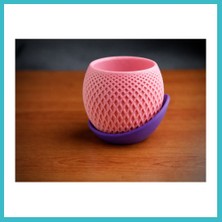 Defne Store 3D Baskı Küre Saksı - Kafes Dokulu Iki Parçalı Dekoratif Saksı - Pembe-Mor Dfnbez