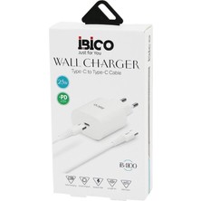 KRT Ibico İB-4100 (Type-C To Telefon Şarj 25W-1.5A 9V-12V-3.0A Ev Başlık + Kablo 1mt Hızlı Set - 10'li Paket