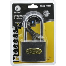 Tudor TD-GL63MM Asma Kilit Vakumlu Uzun Kancalı Gri - 12'li Paket