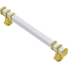 KRT İBİCO-966 Çekmece Kulp 12.8cm Kare Kulp Beyaz Yüzük Altın - 10'li Paket