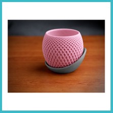 Defne Store 3D Baskı Küre Saksı - Kafes Dokulu Iki Parçalı Dekoratif Saksı - Pembe-Gri Dfnbez