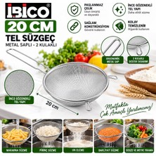 İbico Ibico İ22-301 Tel Süzgeç 20CM Sap: 15.5cm 2 Kulaklı Metal Saplı - 12'li Paket