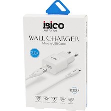 KRT Ibico İB-3001 (Usb To Telefon Şarj 9V-12V 3.0A Ev Başlık+ Kablo 1mt Micro Hızlı Set- 10'li Paket