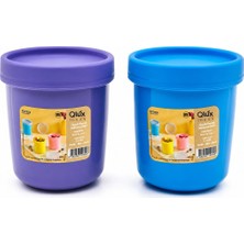 Qlux Ideas Qlux Yuvarlak Saklama Kabı Kapaklı Renkli 600ML- 12'li Paket