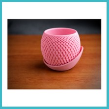 Defne Store 3D Baskı Küre Saksı - Kafes Dokulu Iki Parçalı Dekoratif Saksı - Pembe-Pembe Dfnbez