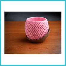 Defne Store 3D Baskı Küre Saksı - Kafes Dokulu Iki Parçalı Dekoratif Saksı - Pembe-Kahverengi Dfnbez