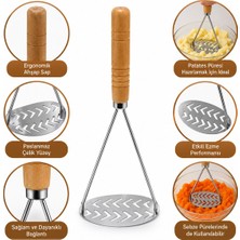 İbico Ibico İ22-285 Patates Ezici Metal Ahşap Saplı - 12'li Paket