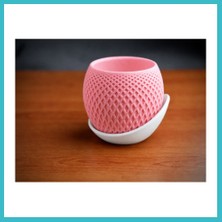 Defne Store 3D Baskı Küre Saksı - Kafes Dokulu Iki Parçalı Dekoratif Saksı - Pembe-Beyaz Dfnbez