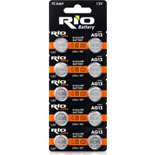 Rio Battery AG13 LR44/357 Alkalin Düğme Pil 1.5V 10'lu Kart