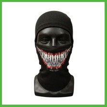 Bezos Unisex Tam Yüz Balaklava Diş Desenli Kışlık Maske Nefes Alan Esnek Kask Altı Boyunluk Yumuşak Viskoz Arz