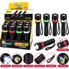 Ksmart K-0384 Zoomlu El Feneri 3xaaa Pilli Renkli Plastik- 12'li Paket