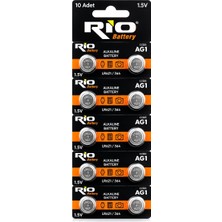 Rio Battery Ag1 LR621/364 Alkalin Düğme Pil 1.5V 10'lu Kart