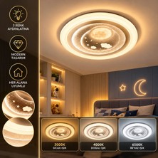 Dolunay Avize 🌙 Ay & Bulut Figürlü LED Çocuk Odası Tavan Avizesi – 40 cm | 3 Renk Işık