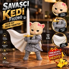 Kılıçlı Zırhlı Kedi Figürü – Savaşçı Kedi Biblo