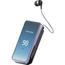 Venandin LX70 Makaralı Bluetooth 5.4 Kulaklık, Tek Kulaklı, Yaka Klipsli, Titreşimli Arama Bildirimi, Dijital Göstergeli, Çift Telefon