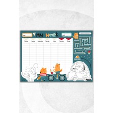 Ficksy Çocuk Haftalık Planlayıcı - A4 - 30 Yaprak - Öğrenci Planlayıcı - Okul Planlayıcı - Ders Programı