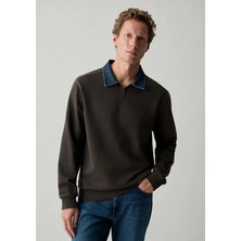 Mavi Denim Yaka Kahverengi Polo Sweatshirt 0S10669-70219