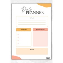 Ficksy Günlük Planlayıcı - A5 Ebat Yapılacaklar - 50 Yaprak - Daily Planner